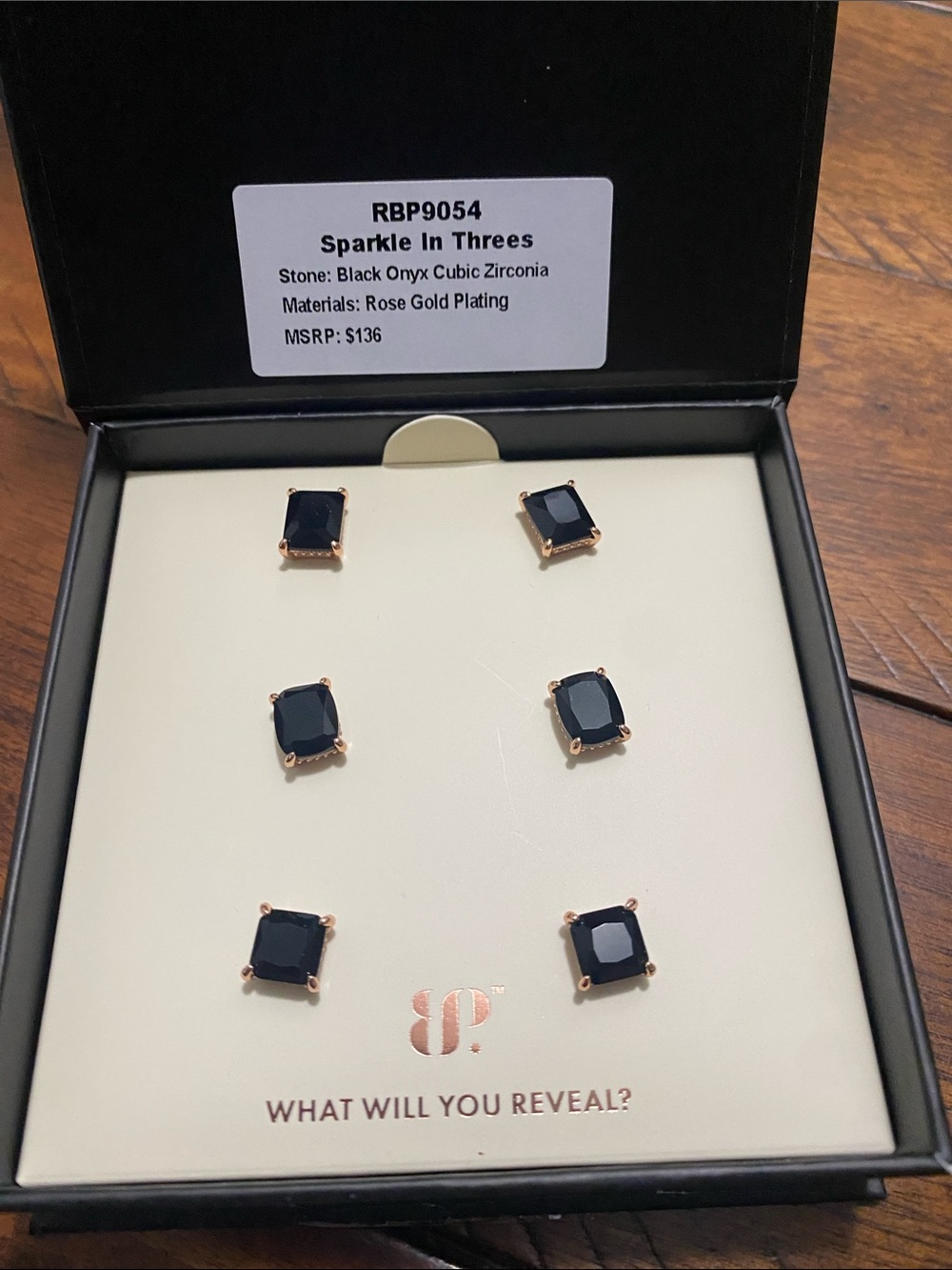 Bomb Party Simply Studs - Black Onyx Cubic Zirconia - Rose Gold - Classic